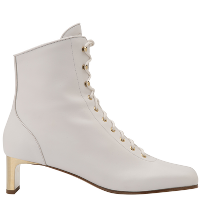 La Patineuse Botas bajas de tacón alto , Cuero - Blanco